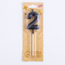 Свеча в торт на шпажке «Цифра 2», черная, 5 см