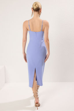 TRENDYOLMILLA Siyah V Yaka Tas Bask? Detayl? Dokuma Midi S?k Elbise TPRSS25EL00214 фото 5