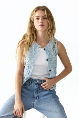 Top efecto crochet con botones - H&m фото 2
