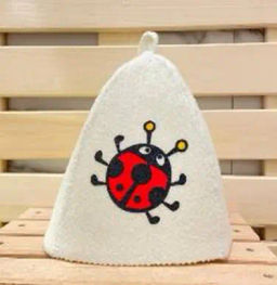 Шапка банная детская "Классическая" с шелкографией "Божья коровка" (без упаковки)