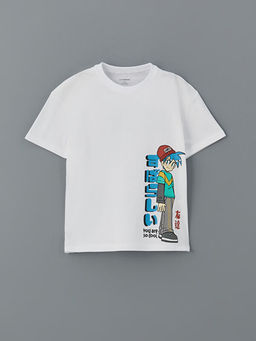 Bisiklet Yaka Bask?l? Erkek ?ocuk Ti??rt