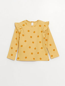 Bisiklet Yaka Uzun Kollu Desenli K?z Bebek Ti??rt