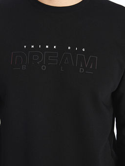 Bisiklet Yaka Bask?l? Erkek Kal?n Sweatshirt