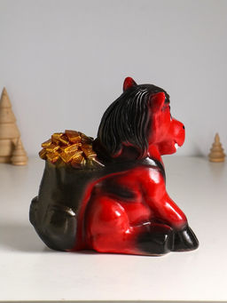 Копилка для денег Огненный конь с деньгами, гипс, 21 см, красный