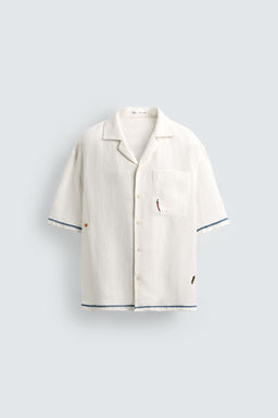 CAMISA VISCOSA - LINO BORDADOS CONTRASTE / Blanco - Zara фото 6