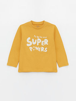 Bisiklet Yaka Bask?l? Uzun Kollu Erkek Bebek Ti??rt