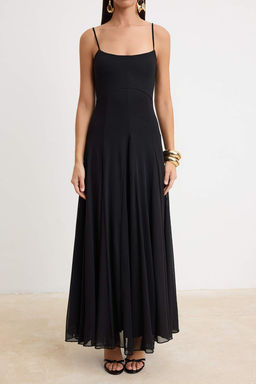 Siyah Duz Orme Sandy Maxi Abiye & Mezuniyet Elbisesi - Trendyolmilla фото 3