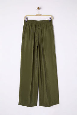 Haki Yumusak Tuseli Wide Leg/Genis Paca Dokuma Pantolon TWOSS25PL00004