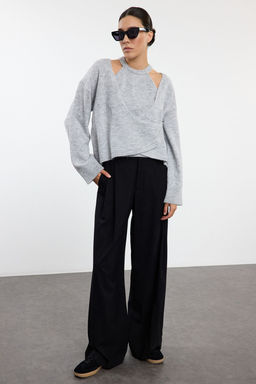 TRENDYOLMILLA Ac?k Gri Yumusak Dokulu H?rka-Bluz Triko H?rka TWOAW25HI00327 фото 2