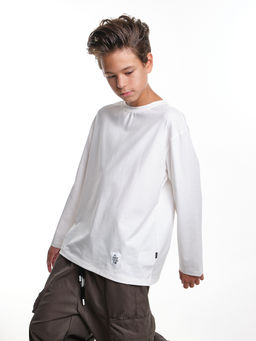 Базовый лонгслив для мальчика 22-6007 белый