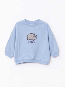 Bisiklet Yaka Uzun Kollu Nak?? Detayl? Erkek Bebek Sweatshirt ve Pantolon 2li Tak?m - Waikiki фото 2