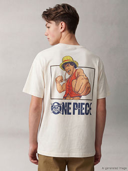 Bisiklet Yaka One Piece Bask?l? Erkek ?ocuk Ti??rt