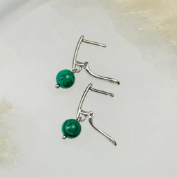 Серьги с камнем Малахит