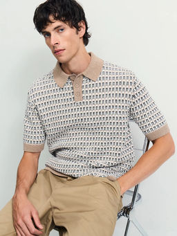 Вязаный джемпер поло с контрастным воротником / Zarina