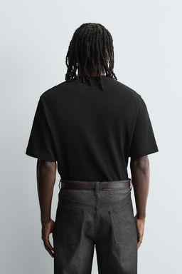 CAMISETA PUNTO BOXY FIT / Negro - Zara фото 3