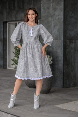 Мягкое и свободное платье из фланели 100% хлопок - Новый лен фото 3