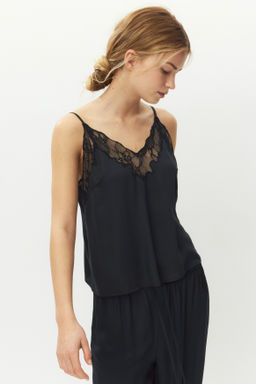 Top de pijama en sat?n con ribete de encaje - H&m фото 6