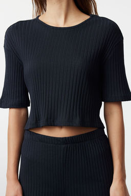 Trendyolmilla Gri Fitilli Sortlu Orme Pijama Tak?m? THMSS21PT1101 фото 5