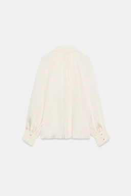 BLUSA SATINADA CUELLO SUBIDO / Crudo - Zara фото 8