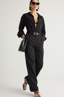 TRENDYOLMILLA Tas Wide Leg/Genis Paca Dokuma Cizgili Pantolon TWOSS23PL00109  фото 2