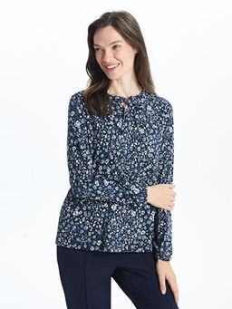 Ba?lamal? Yaka Desenli Kad?n Bluz