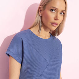 Футболка из фактурного трикотажа Искусство строить глазки (синий) - Charutti фото 9