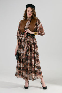 Платье NIKVA н1010-1 шоколад и тигровая абстракция  фото 9
