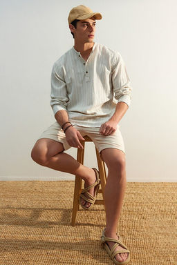 Ekru Relaxed Fit Keten __erikli G_mlek TMNSS23GO00121 - Trendyolmilla фото 2