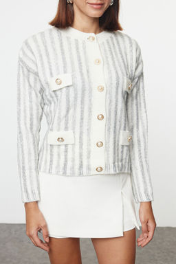 Ekru Yumusak Dokulu Ceket Gorunumlu Triko H?rka TWOAW25HI00016 - Trendyolmilla фото 3