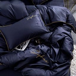 КПБ Mency однотонный с вышивкой MENO016 1.5 спальный