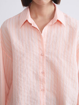 ?izgili Oversize Modal Kar???ml? Kad?n G?mlek