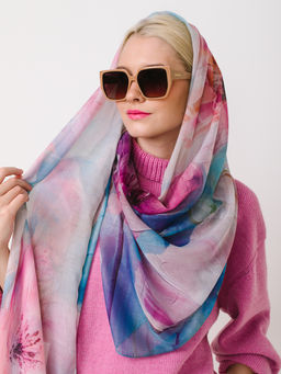 Большой, мягкий, тонкий и очень нежный двусторонний палантин с рисунком в стиле арт-деко