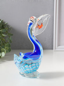 Сувенир стекло "Пеликан с рыбкой в клюве" под муранское стекло 7,5х14х17 см