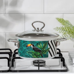 Кастрюля Доляна «Тропики», 1,9 л, стеклянная крышка, индукция, цвет белый