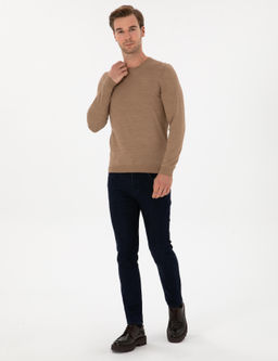 Lacivert Slim Fit Pamuk Kar___ml_ Jean Pantolon