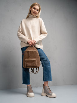 Ботинки 305.927be.Бежевый латте капучино замша/мех