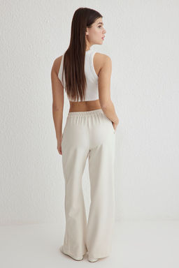TRENDYOLMILLA Beyaz Bagc?kl? Dusuk Bel Wide Leg/Genis Paca Dokuma Pantolon TWOSS25PL00042  фото 5