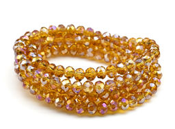 Бусы-браслет на резинке из циркона кукуруза гр.6мм зеленый хамелеон, 86см. Радуга камня  фото 17