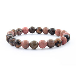 Родонит темно-розовый 8мм, браслет "Классика" длиной 17см