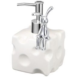 Диспенсер 380 мл 9*9*14 см "Сыр", молочный белый, декор Кролик