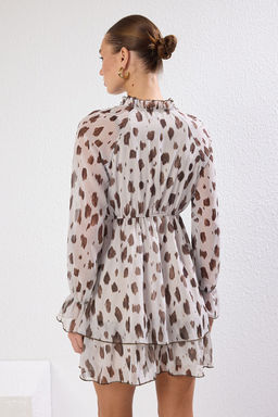 Cok Renkli Animal Etegi Belden Ac?lan Dokuma Elbise TWOSS25EL00216 - Trendyolmilla фото 4