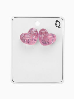 Цена за 2 шт. Серьги с паталью «Сердце блестка», цвет сиреневый в серебре