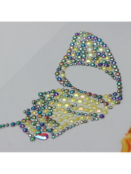 Наклейка - стразы на лицо Пара крыльев желтой бабочки, 16?17 см