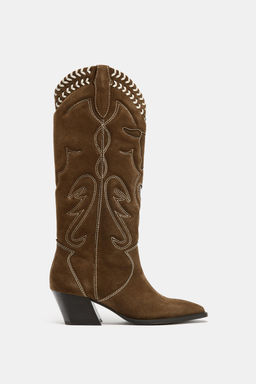 LEATHER EMBROIDERED BOOTS