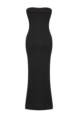 TRENDYOLMILLA Siyah Dokulu Astarl? Straplez Bodycone/Vucuda Oturan Esnek Maxi Orme Elbise TWOSS25EL00241  фото 7