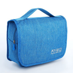 Косметичка-несессер на липучках, с ручкой, цвет голубой