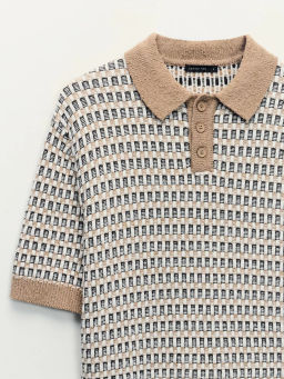 Вязаный джемпер поло с контрастным воротником / Zarina  фото 4