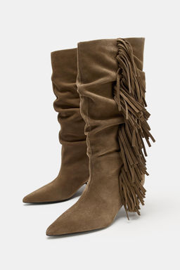 BOTA FLECOS SERRAJE / Tostado oscuro - Zara фото 5