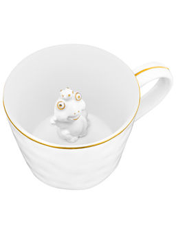 Кружка 300 мл 14*10*7,5 см "Царевна-лягушка" с фигуркой внутри, белый с золотом, фарфор