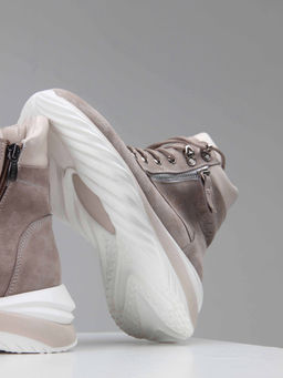 Ботинки 261.uno2w. каменный замша/Байка